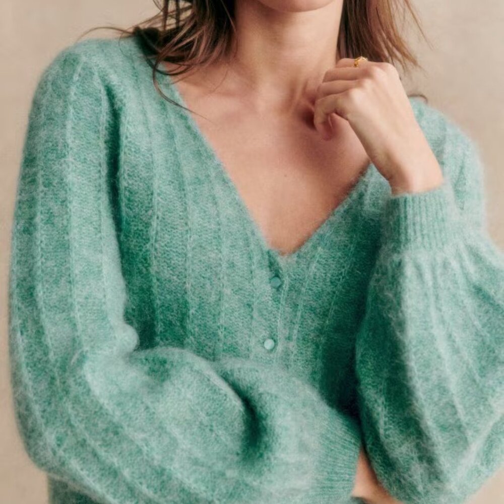 SEZANE Antonetta Island Blue Cardigan (S)